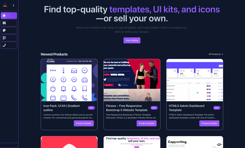 UI Digital Market Sell and Buy UI Kits